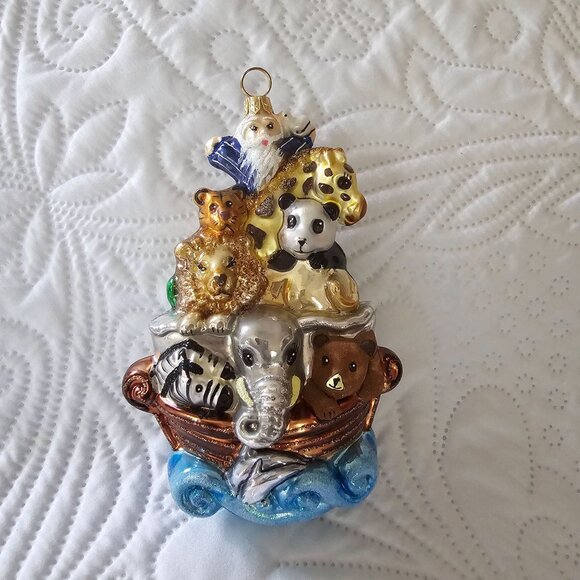 Other - Kurt Adler's Noahs Ark Ornament With Noah, Animals, the Ark & Waves, Blown Glass